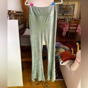 Urban Outfitters Out from Under light velvet green flare pants